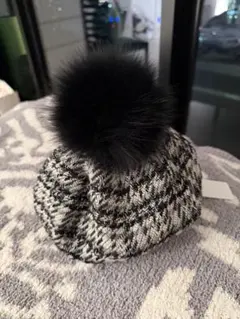 ca41 ファー付きポンポン ベレー帽