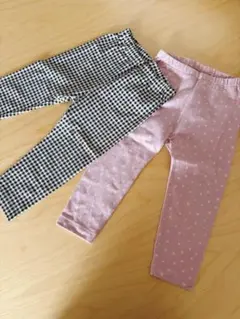 ユニクロ　ベビースパッツ レギンス 2枚セット 水玉　チェック90