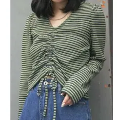 フロントドロストリブT 韓国 韓国ファッション 秋服 冬服 服　WEGO