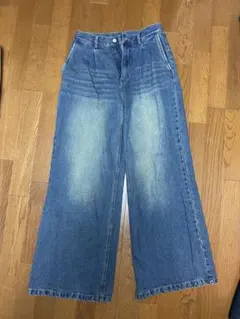 インディゴブルーワイドパンツ ハイウエスト