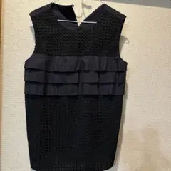 美品　紺フリルノースリーブカットソーのサムネイル