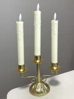 【ウェルカムスペース】LEDキャンドルスタンド 3本用 ゴールド