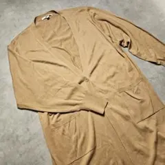 h918H ユニクロ UVカットスリットロングカーディガン L ベージュ