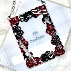 W422 ホイップデコ　トレカケース　赤　黒　マーブル　シルバー