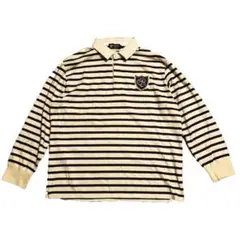 90s チャップス ラガーシャツ ボーダー クリーム色 グレー 2XL