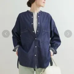 URBAN RESEARCH デニム バンドカラーシャツ オーバーサイズ M