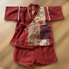 赤い花柄甚平