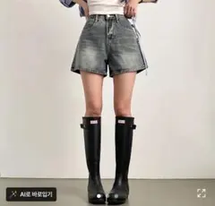 (韓国オンニ)グレー ハイウエストショートパンツ