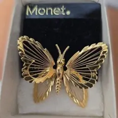 【未使用】Monet バタフライ ブローチ ゴールドカラー　ヴィンテージのサムネイル