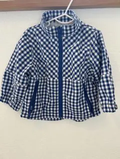 ウィンドブレーカー　青チェック柄　80サイズ　フード無し