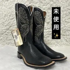 未使用✨トニーラマ　ウエスタンブーツ　刺繍　レザー　ブラック