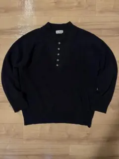 【希少】 80s エルエルビーン コットンニット ヘンリーネック 黒 ブラック