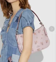 【美品】現行 コーチ 2WAYバッグ ショルダーバッグ フラワープリント