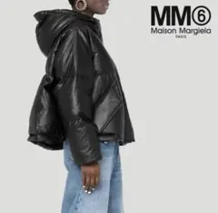 MM6 Maison Margiela ブラックレザーショートジャケット　30 MM6 Maison Margiela ブラックレザーショートジャケット 30 MM6