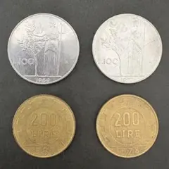 이탈리아 동전, 100 리라, 200 리라, 4 동전, 외국 동전