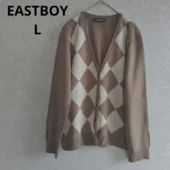 EASTBOY アーガイル柄 カーディガン 長袖 ブラウン