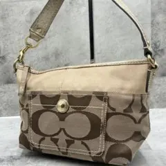 良品 コーチ Y2K シグネチャー ワンショルダー アクセサリーポーチ 肩掛け