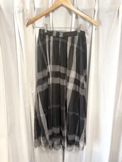 チェック柄チュールスカート