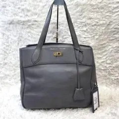 ADMJ トートバッグ グレー レザー シボ革 ゴールド金具 ターンロック 美品のサムネイル