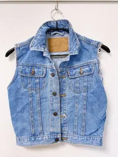 【希少・ヴィンテージ】ROCKY デニムベスト 切りっぱなし 140サイズ