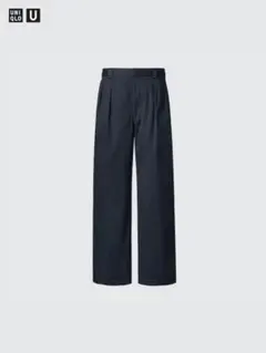 UNIQLO U タックワイドパンツ(2024SS)　76サイズ　ネイビー