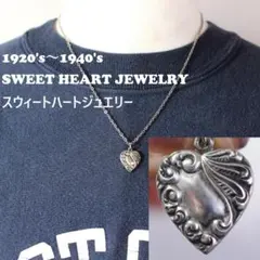 40s　スウィートハートジュエリー 　アールデコ 古着　渦巻　 波　NAVY