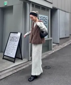 ウール混クルーネックニットワンピース　PON企画