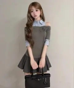 Darich シャツドッキングオフショルプリーツミニワンピース - メルカリ