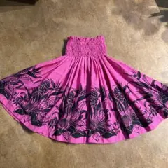 フラダンス スカート ピンク 花柄