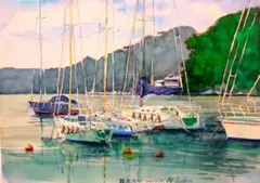 港の風景 水彩画 フレーム付き F6号サイズ - メルカリ
