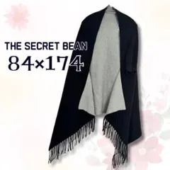 THE SECRET BEAN フリンジ付き 袖付きストール 黒 グレー 大判