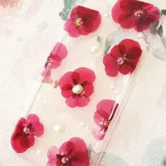 20※ 押し花 ケース 全機種対応 ビオラ