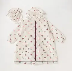 ベビーレインコート チェリー柄 80-90cm　プティマイン　キッズ