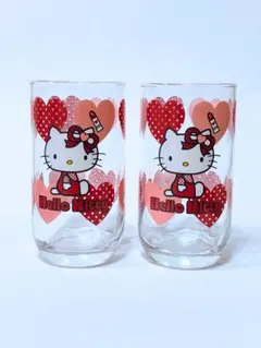 ハローキティ ガラスコップ ペアグラス ハート柄 レトロ