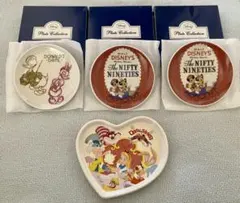 小皿4枚セット（ドナルド&デイジー、ミッキー&ミニー、不思議の国のアリス）
