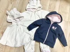 ミキハウス ホットビスケッツ　フード付きカバーオール　ポンチョ　パーカーセット