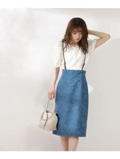 花柄タイトスカート 青　proportion