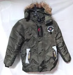 ●●5～6才サイズ：オリーブグリーン ダウンコート ファー付き、未使用品●●