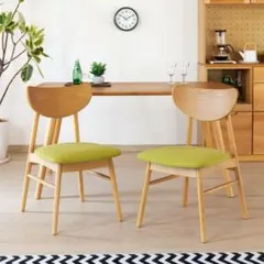ISK DC CDC　ダイニングチェア　6脚セット　ナチュラル＊グリーン