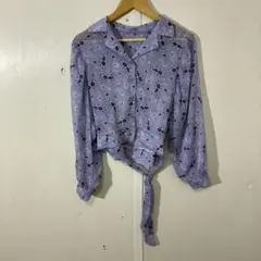 【3037番】merlot 長袖シャツ ペイズリー柄 パープルのサムネイル