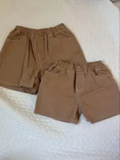 BONITOキッズブラウンハーフパンツ 2点セット 男の子お揃い秋兄弟コーデ韓国