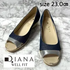 【未使用級】DIANA WELL FIT オープントゥパンプス ウェッジ23cm