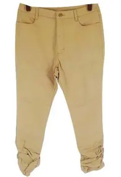 SS1635■ 新品 パンツ 裾シャーリング ベルトループ付 Lサイズ ベージュ