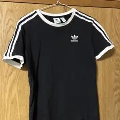 adidas ブラック 半袖 Tシャツ ストライプライン　Lサイズ