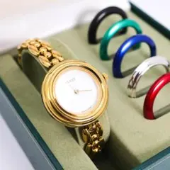 稼働 GUCCI 腕時計 チェンジベゼル ゴールド 光沢ベゼル 6個 3596