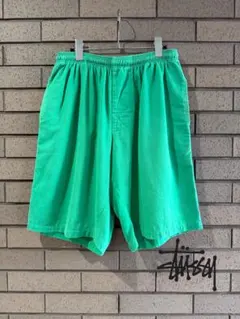OLD STUSSY ステューシー　ビーチショーツ　ハーフパンツ　USA製　緑のサムネイル