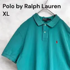 USA古着　Poloラルフローレン ポロシャツ XL ターコイズ 赤ポニー
