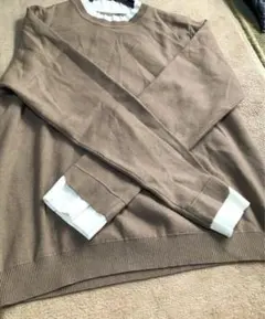 ブラウン 長袖ニットセーター