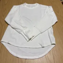 ホワイト リブ編み 長袖トップス