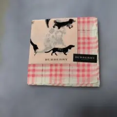 BURBERRY 犬のイラスト チェック柄ハンカチ